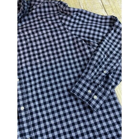 Men's 100% Cotton Gray Black Check Men's Size XXL Modern Fit Long Sleeve - Picture 8 of 11